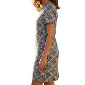 CALVIN KLEIN Black & White Abstract Print Back Exposed Gold Zipper Dress - Sz 10